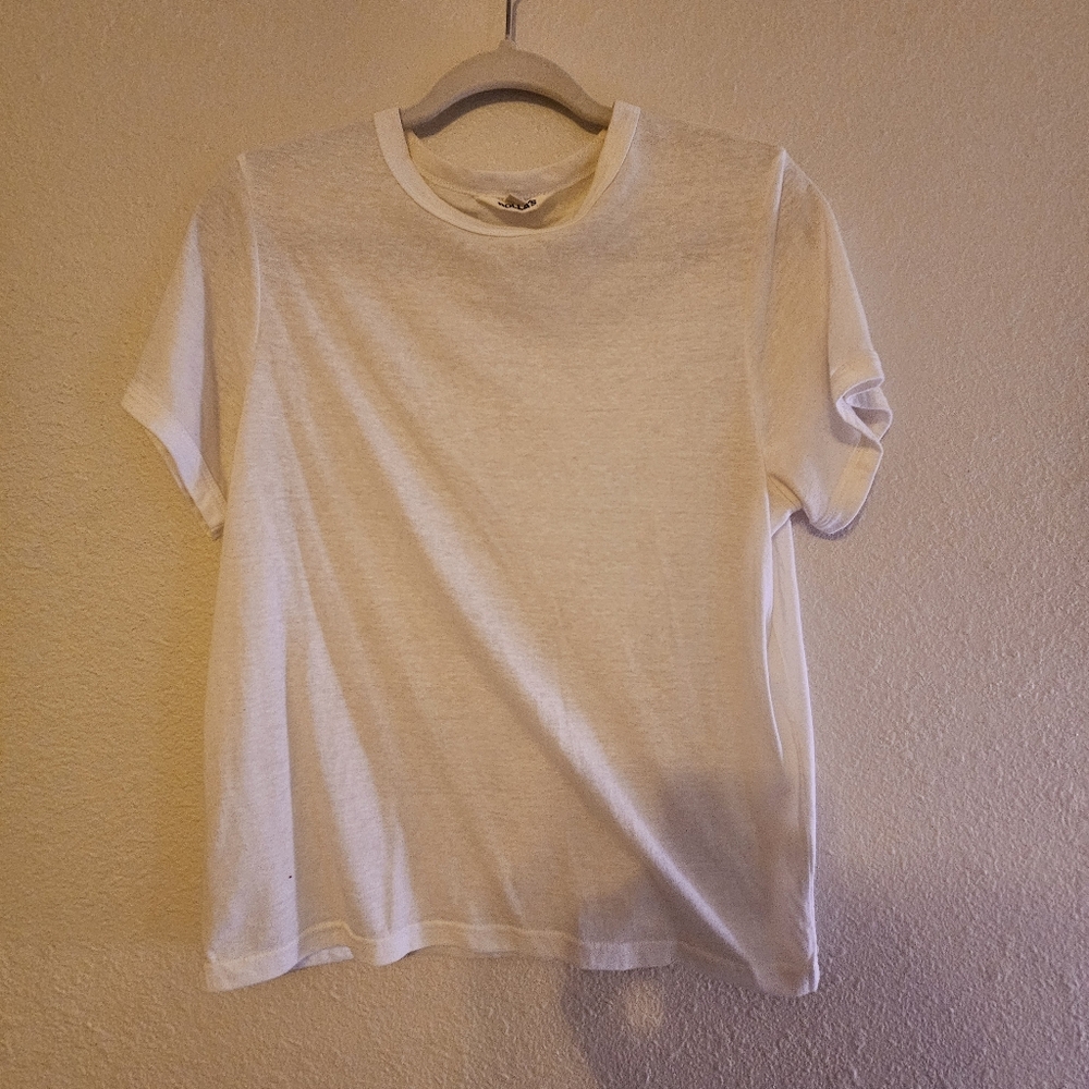 Rollas Womens White Soft Sheer Tee Large